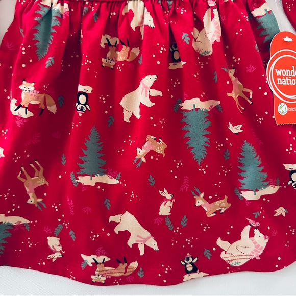 Holiday Christmas 12 Months Baby Girl Red Dress Cotton Polar Bear Tree Penguin - Picture 5 of 6